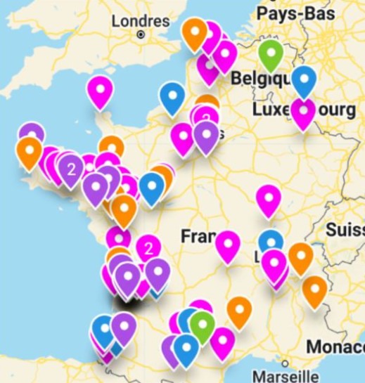 Carte de France des professionnels formés au CeFAP